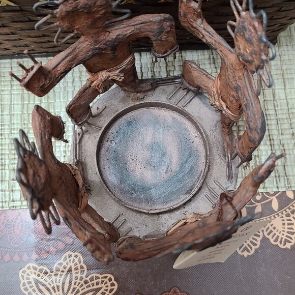 NATIVE AZTEC METAL DANCERA CANDLE HOLDER VINTAGE ZODAX PRODUCT - Picture 7 of 10